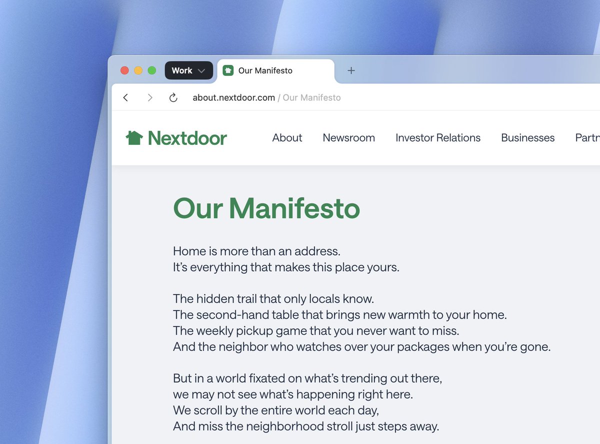 *Home* is more than an address....

The new Nextdoor manifesto and mission is live 🏠