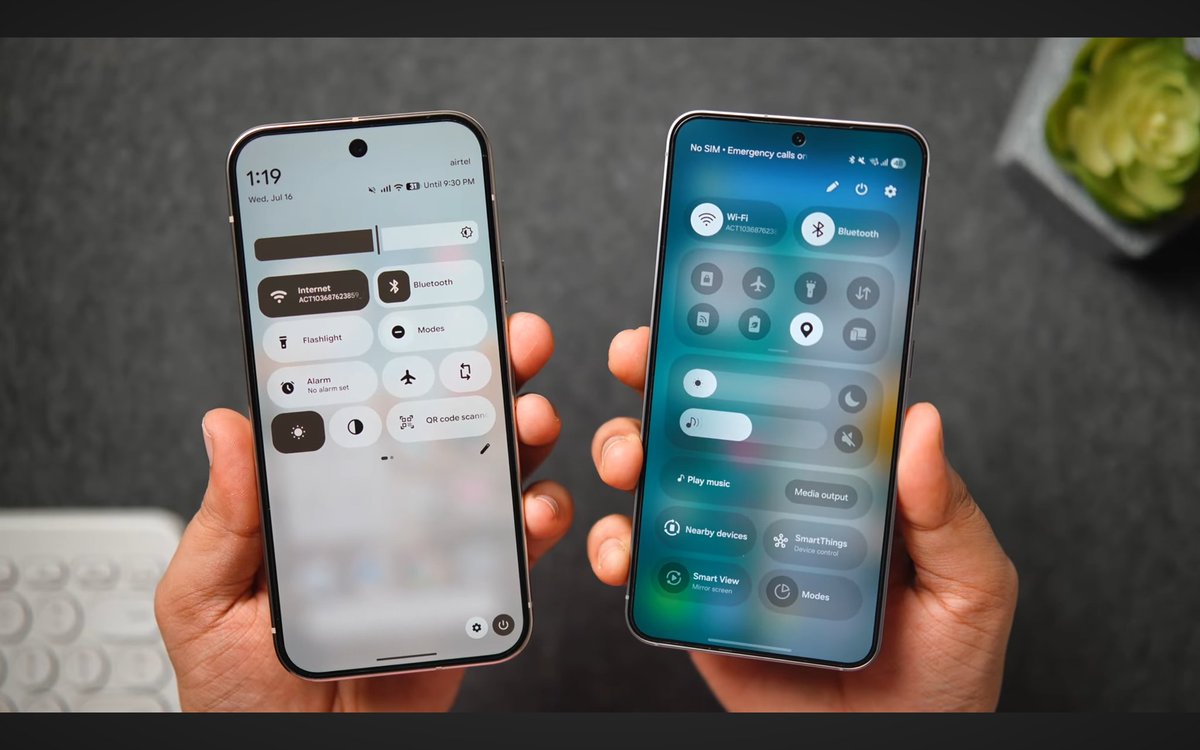 Devoid_5's tweet image. This is how Android should look. Not like poor iOS copy. Which quick panel do you like more?

Credits: Mr Android FullHD