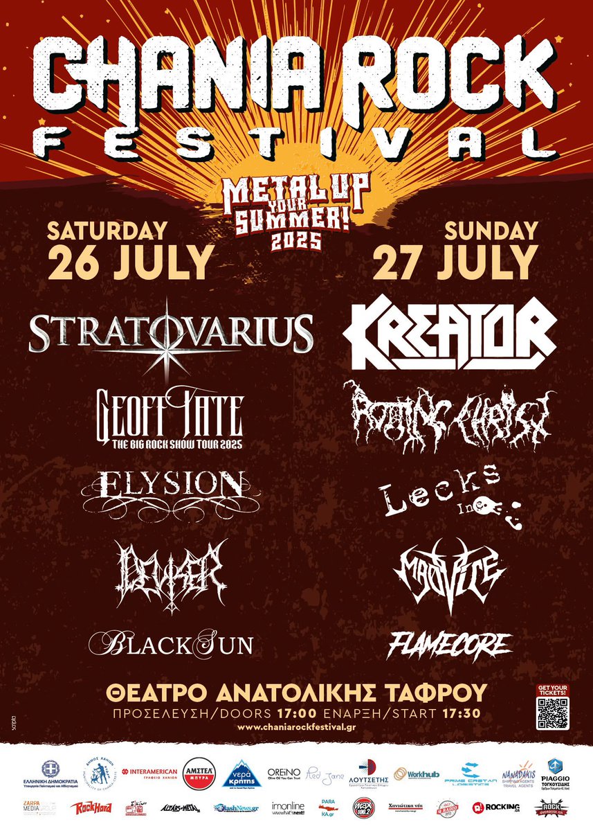 Deviser-official (@deviser667) on Twitter photo Φέτος όλοι Κρήτη !!
Φέτος όλοι Χανιά !!
🤟🔥🤟
Chania Rock Festival 2025 | KREATOR | STRATOVARIUS | ROTTING CHRIST | GEOFF TATE | ELYSION + more
Tickets & infos : Chaniarockfestival.gr
<a href="/ChaniaRockFest/">Chania Rock Festival</a>
See you there 🤟 Φέτος όλοι Κρήτη !!
Φέτος όλοι Χανιά !!
🤟🔥🤟
Chania Rock Festival 2025 | KREATOR | STRATOVARIUS | ROTTING CHRIST | GEOFF TATE | ELYSION + more
Tickets & infos : Chaniarockfestival.gr
<a href="/ChaniaRockFest/">Chania Rock Festival</a>
See you there 🤟