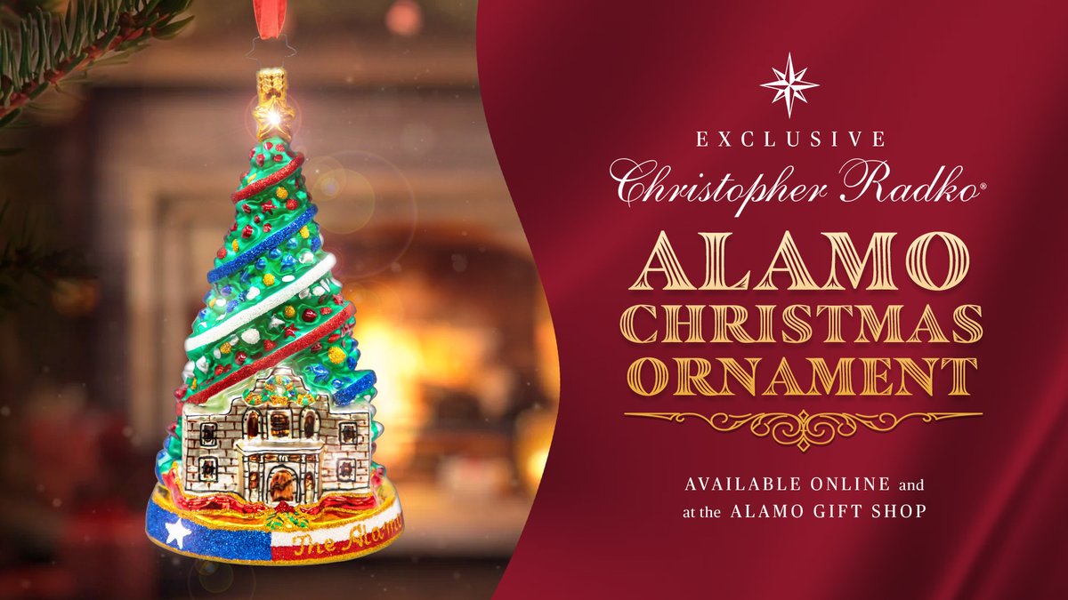 OfficialAlamo's tweet image. Why wait for December? Bring the magic of the holidays to your home during Christmas in July! 🎄
What better way to celebrate than with the exclusive Christmas at the Alamo ornament by Christopher Radko! 🎁
Order this one-of-a-kind ornament now: bit.ly/3As2uT2