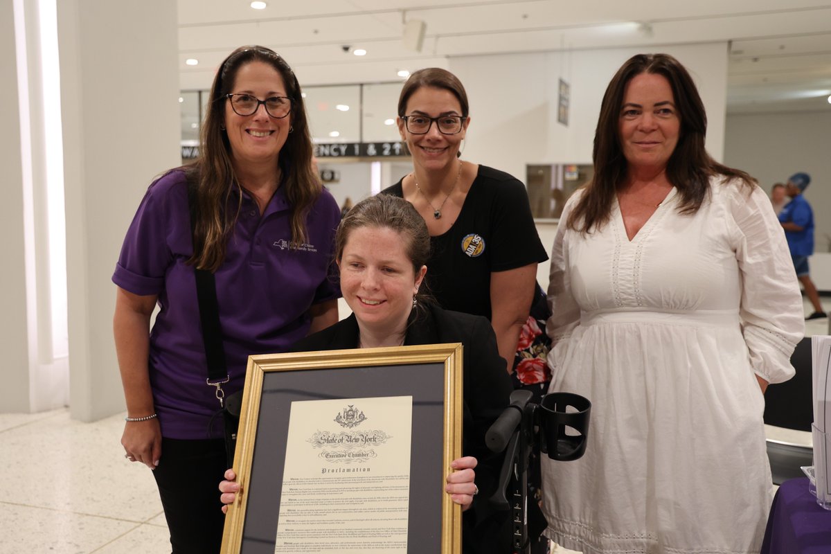 NYSOCFS's tweet image. Happy 35th Anniversary to the Americans with Disabilities Act (ADA)! #NYSOCFS was proud to co-sponsor the state’s celebration of the milestone at an event hosted by #NYS Office of the Chief Disability Officer, @NYSOPWDD and @NYS_OGS.  Learn about #NYSCB: ocfs.ny.gov/programs/nyscb/