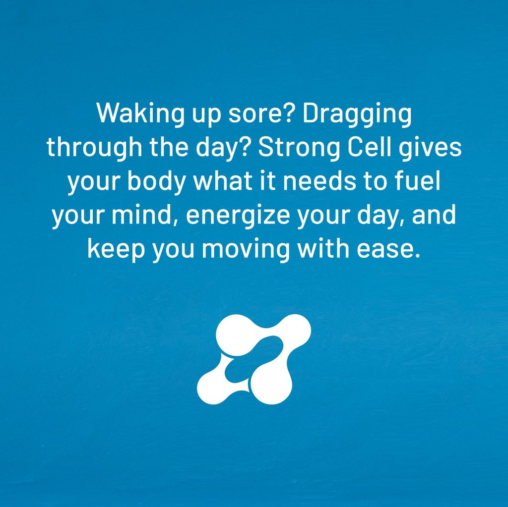strong_cell's tweet photo. Waking up sore? Hitting that mid-day wall?

Your body might not need more caffeine — it might need better support at the cellular level.

Strong Cell delivers NADH, CoQ10, and marine collagen to help power your mind, energize your body, and keep you moving with ease. ⚡ https://t.co/5kld3LqiEr