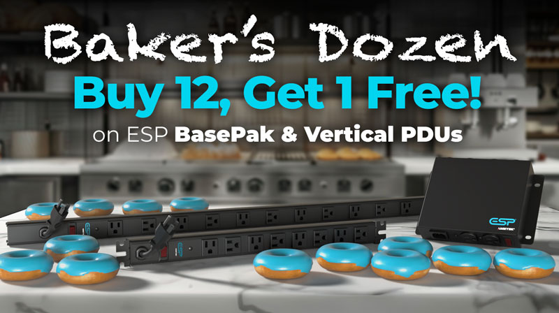 ESPprotection's tweet photo. Who says power protection can’t be sweet? Buy 12, Get 1 Free! 

Order 12 ESP BasePaks or Vertical PDUs and get 1 free! 
• U.S. only, valid through December 31, 2025 
• Mix &amp; match. No limits—order as many as you like! 
Contact your ESP rep today! https://t.co/3kFOw0ukTa https://t.co/ttrNaJfonB