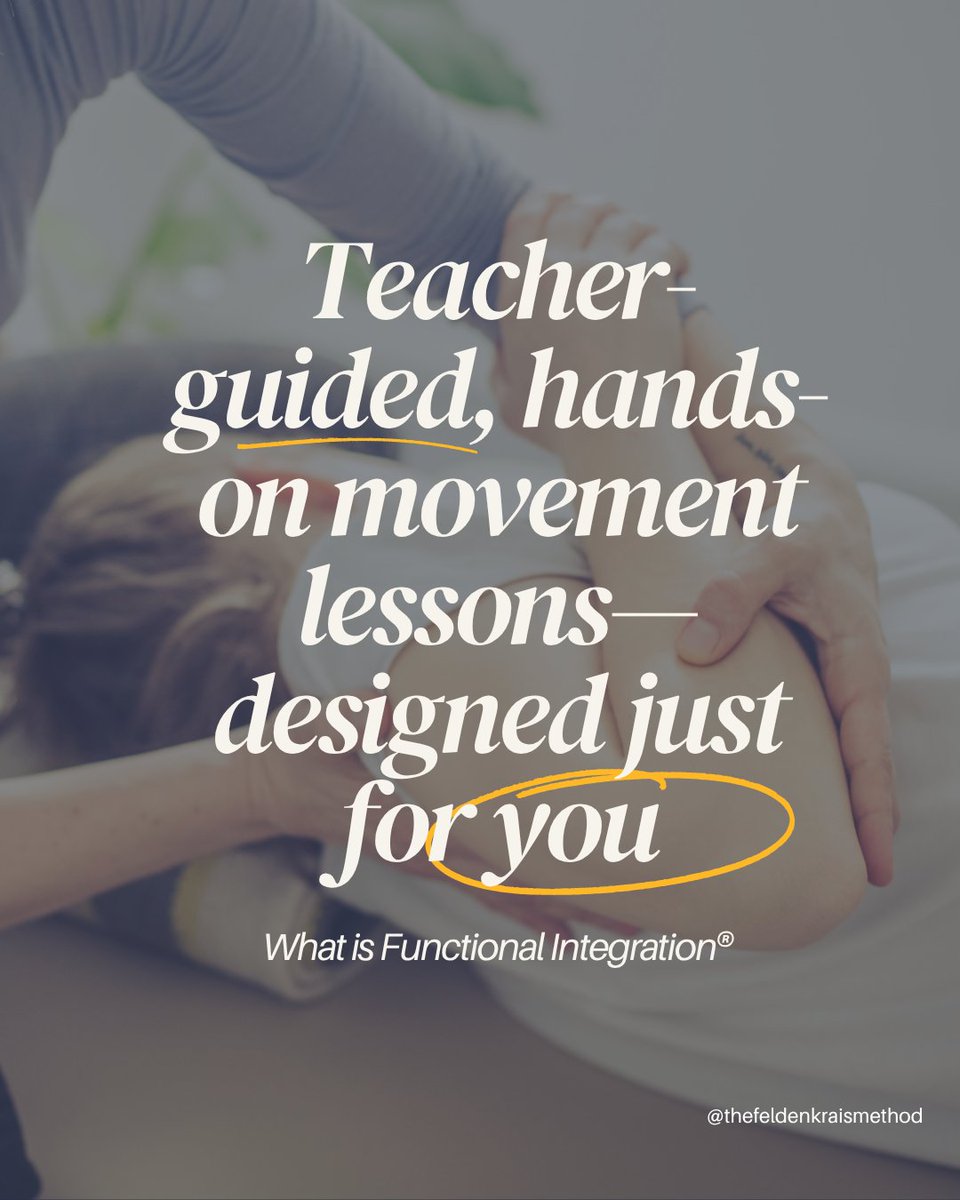 Gentle. Personalized. Hands-on.
Functional Integration® is one-on-one Feldenkrais® that helps you move with greater ease—through guided, non-invasive touch.

🔍 Learn more: feldenkrais.com/functional-int…

#Feldenkrais #FunctionalIntegration #Somatics #MoveWithEase #MindBodyHealing
