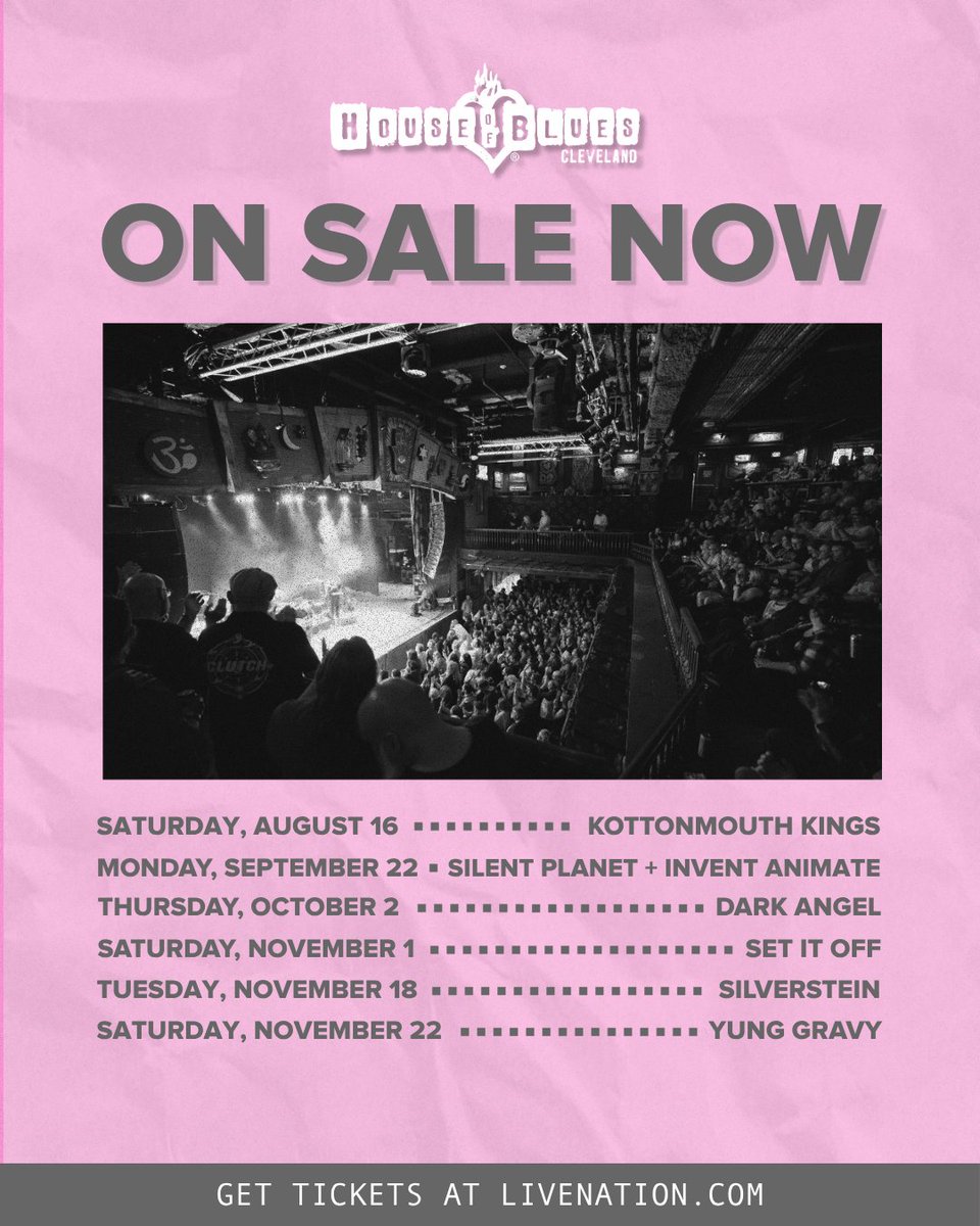 ON SALE NOW! 🔥

🎵 Kottonmouth Kings - Saturday, August 16
🎵 Silent Planet + Invent Animate  - September 22
🎵 Dark Angel - October 2
🎵 <a href="/silverstein/">Silverstein</a> - November 18
🎵 <a href="/yunggravy/">Yung Gravy 🥧</a> - Saturday, November 22

🎫 Grab tickets at livemu.sc/3o7kM5R