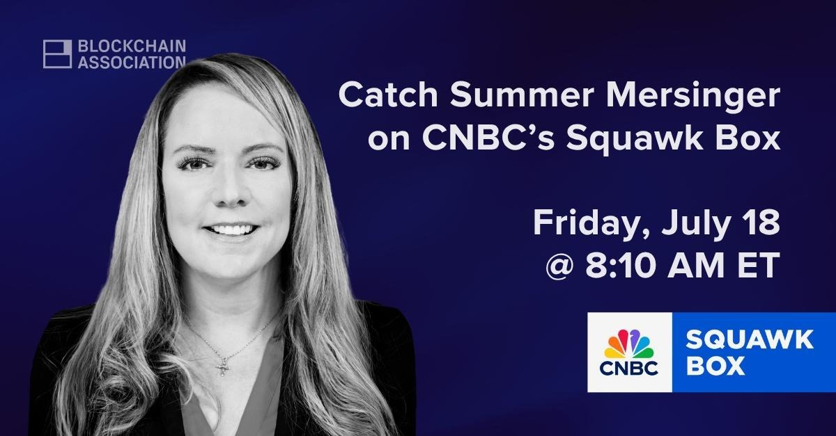 BlockchainAssn's tweet image. Tomorrow morning at 8:10 AM ET @SKMersinger joins @SquawkCNBC to break down the latest from “Crypto Week” on the Hill—and why we are witnessing a landmark moment for digital asset policy.
Tune in here:
📺cnbc.com/live-tv/