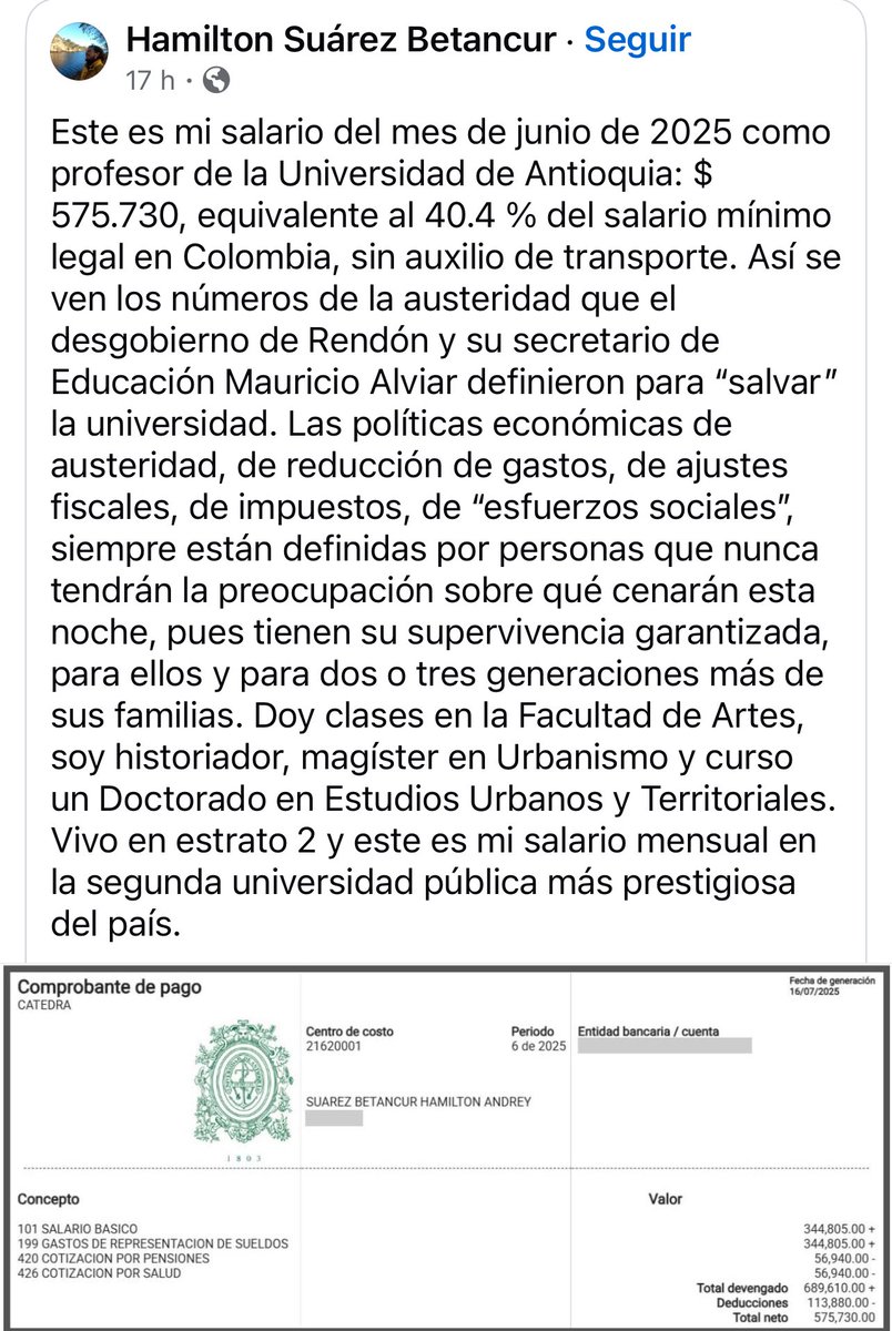 miguelgutierce's tweet photo. Esto es lo que buscan los que Gobiernan Antioquía: asfixiar la UDEA sin inversión, y sin contratos🚨
La dejaron por el piso, pagándole un salario paupérrimo a sus profesores.
Es injusto lo que le pasa a la educación en Antioquía. #SOSUDEA