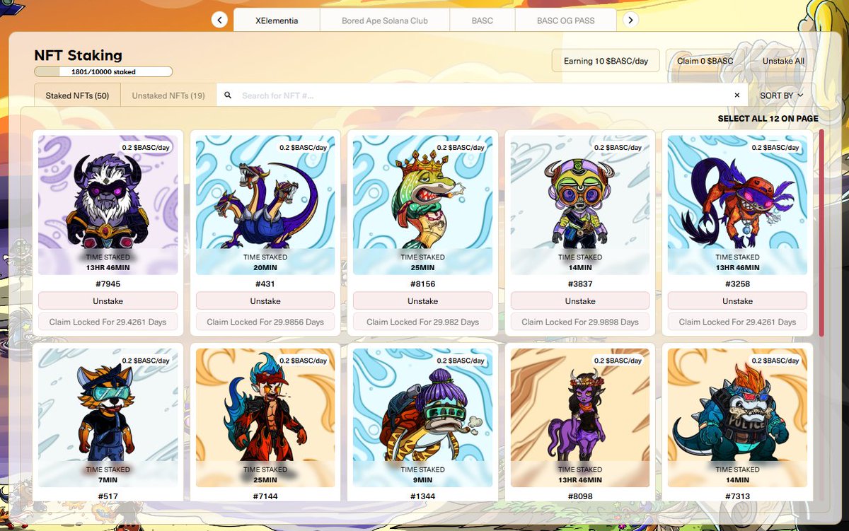 Beavis ๐ (@beavis_317) on Twitter photo Got all 50 <a href="/XElementia/">XElementia</a> characters staked on the <a href="/BoredApeSolClub/">Bored Ape Solana Club</a> staking platform! I am now earning over 13 $BASC per day on all collections! Got all 50 <a href="/XElementia/">XElementia</a> characters staked on the <a href="/BoredApeSolClub/">Bored Ape Solana Club</a> staking platform! I am now earning over 13 $BASC per day on all collections!