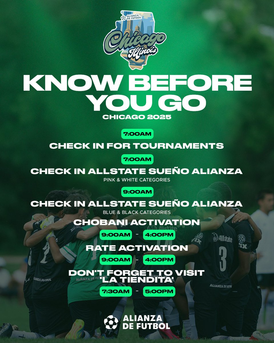 Ya solo falta un día para Alianza de Futbol en Chicago ‼

¿Están listos? 🤔

#AlianzaDeFutbol
