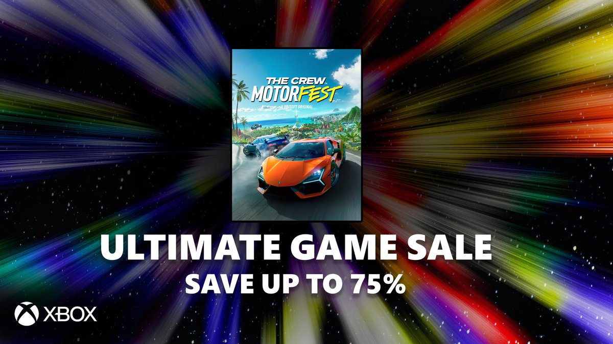 TheCrewGame's tweet image. Visit the colorful Hawaii now!
Get up to 75% off on #TheCrewMotorfest on Xbox during the Ultimate Game Sale
ubi.li/qIovT