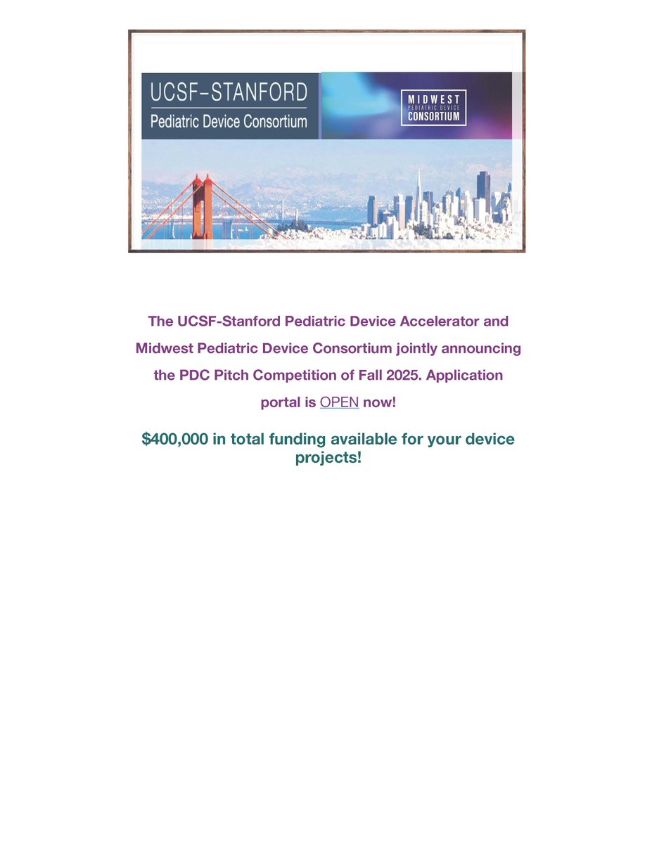 ONLY 4 DAYS LEFT! APPLY HERE:
pediatricdeviceconsortium.org