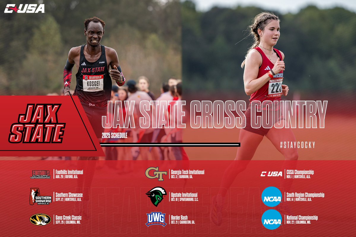 JaxStateXCTF's tweet image. Ready to Hit the Ground Running 💨
Check out our 2025 Cross Country Schedule 🗓️
📰: jaxstatesports.com/news/2025/7/17…
#StayCocky 🐔 | #FearTheBeak 👌