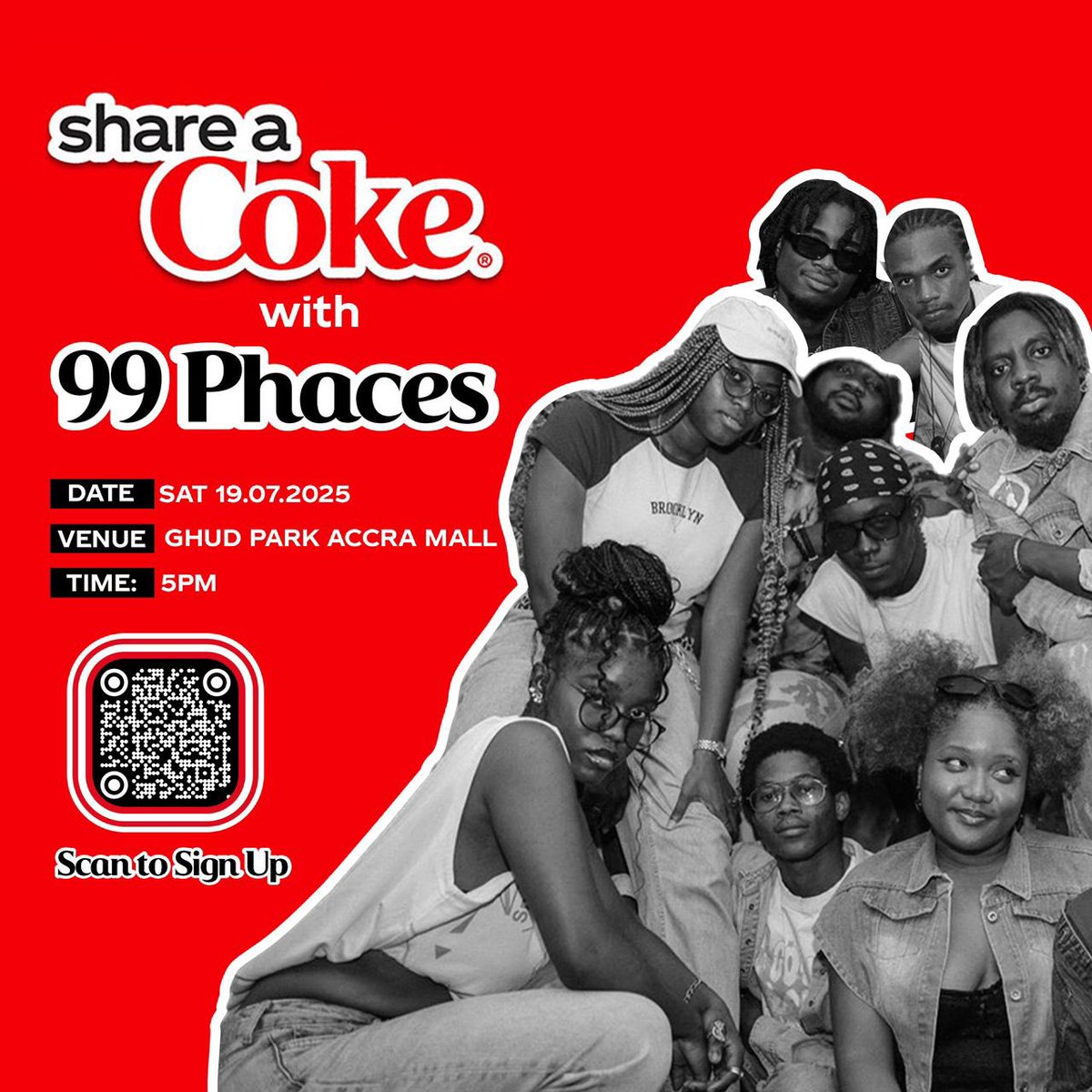 Bringing hard tunes to the DANCEFLOOR at the <a href="/Cocacola_GH/">Coca-Cola Ghana</a> stage this weekend.
Come jam with us 
Scan the code to sign up.