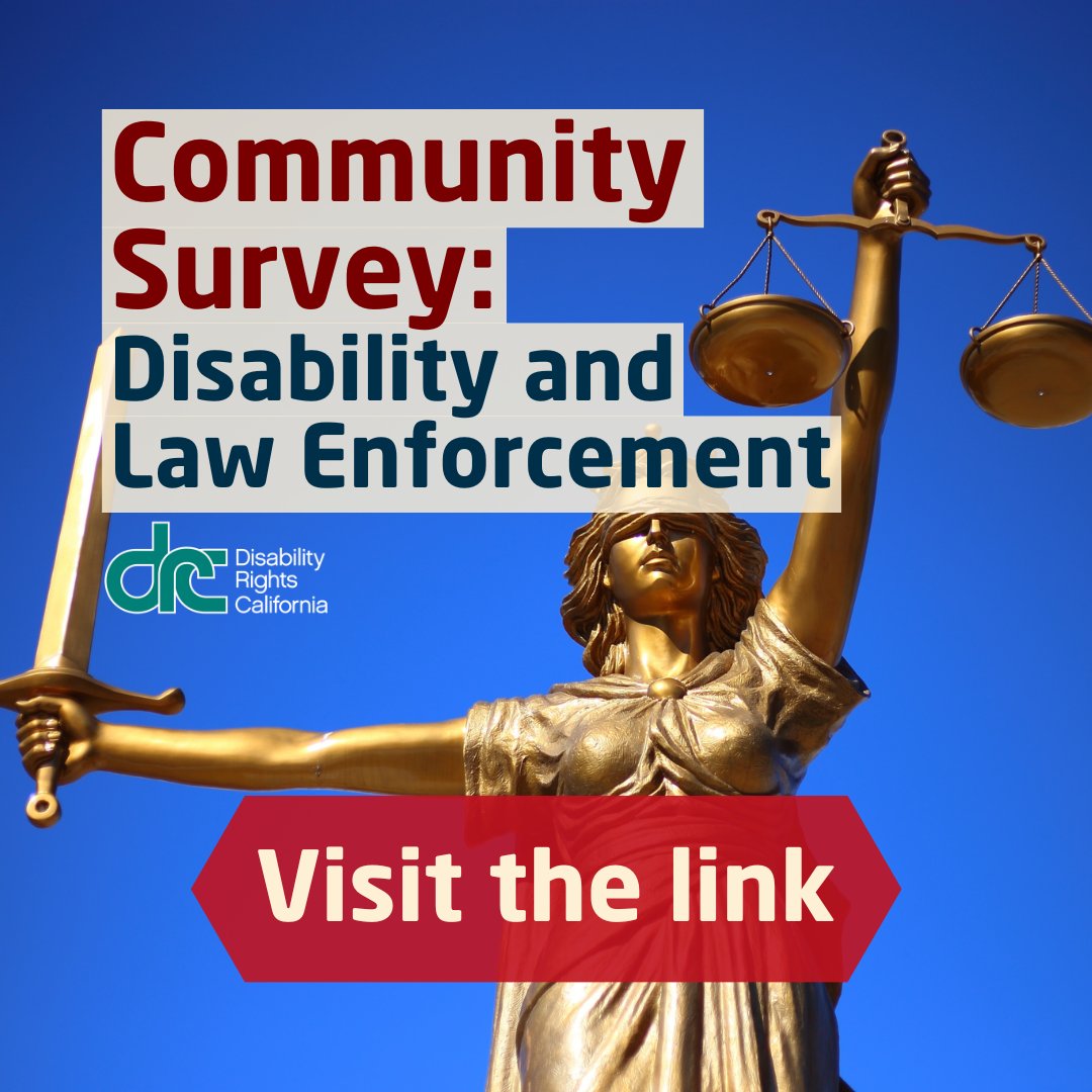 DisabilityCA's tweet image. DRC has recently released a survey on impact of law enforcement response on the safety of the disability community. The goal of this survey is to gather valuable information that will help guide our initiatives, advocacy, and priorities moving forward. Your voice is crucial in…