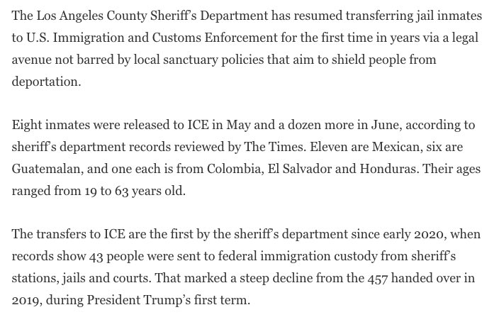 RealWillONeill's tweet image. Oh, LA County’s Sheriff’s Department is suddenly cooperating with ICE again after four years of refusing to?
Gosh, what changed?