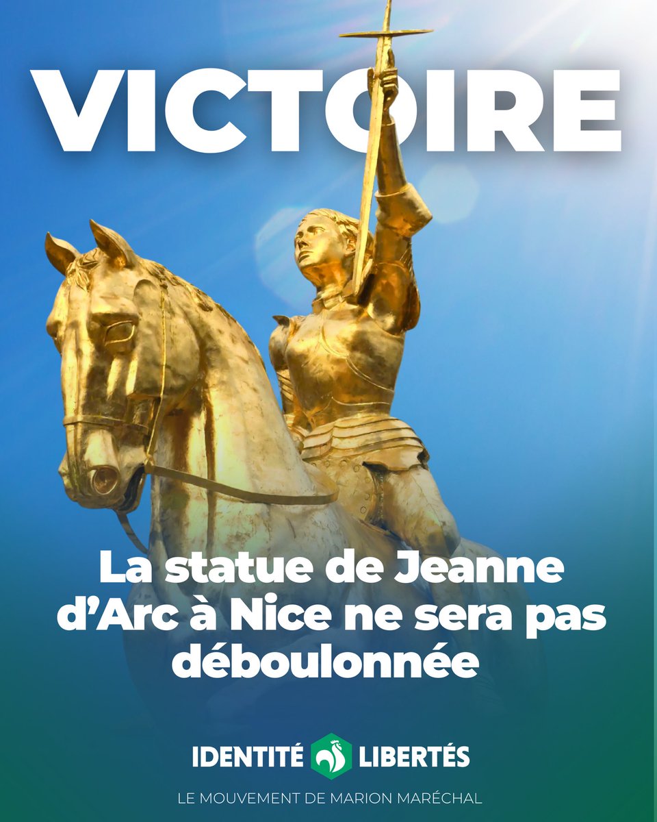 ID_Libertes's tweet image. ⚔️ Jeanne reste à sa place !

Mobilisés depuis le début sur ce scandale, @P_Vardon, @JeanMoucheboeuf et les militants IDL de Nice remportent aujourd’hui une victoire importante : la statue de Sainte Jeanne d’Arc ne sera finalement pas déboulonnée ! 

Grâce à leur engagement…