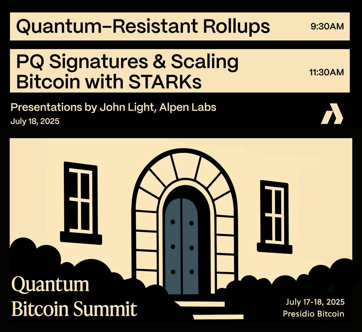 Alpen (@alpenlabs) on Twitter photo Join us at <a href="/lightcoin/">light</a>'s presentations at Quantum Bitcoin summit, along with <a href="/david_seroy/">David Seroy ποΈ</a>.
π<a href="/PresidioBitcoin/">Presidio Bitcoin</a>, San Francisco
πΊ Live on X Join us at <a href="/lightcoin/">light</a>'s presentations at Quantum Bitcoin summit, along with <a href="/david_seroy/">David Seroy ποΈ</a>.
π<a href="/PresidioBitcoin/">Presidio Bitcoin</a>, San Francisco
πΊ Live on X
