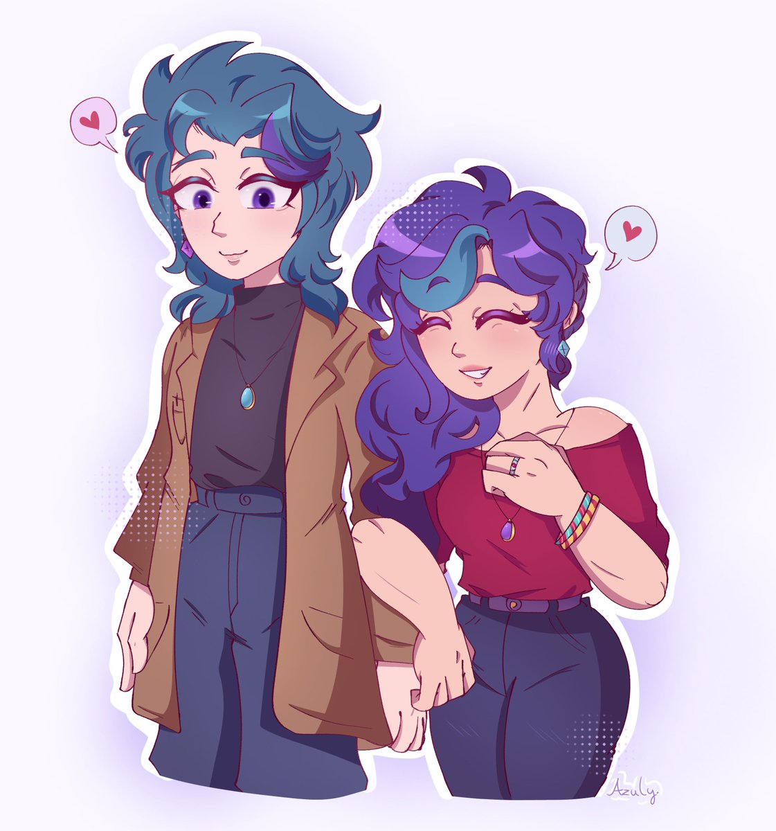 [CaMilo yuri 💜) 

Cambié sus cortes de cabello para que no fueran tan similares a sus male version. ¿Qué opinan? 🦦