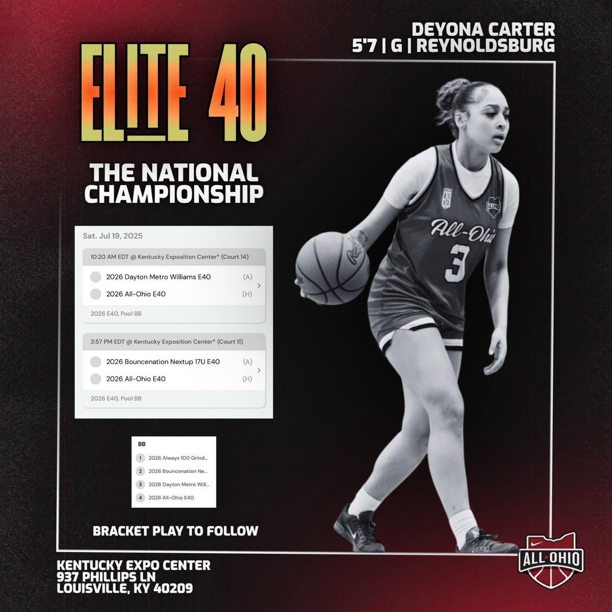 Excited to compete this weekend at the <a href="/Elite40League/">Elite 40 League</a> National Championship!! Coaches, check us out!! 🗣️🗣️ #TheLastDance <a href="/AllOhioGirls/">All Ohio Girls Basketball</a>
