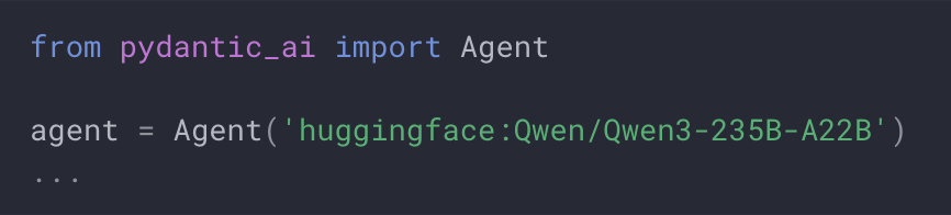 pydantic's tweet image. Pydantic AI now supports @huggingface as a provider! 
You can use it to run open source models like DeepSeek R1 on scalable serverless infrastructure. They have a free tier allowance so you can test it out.

Thanks to the Hugging Face team (@hanouticelina ) for this great…