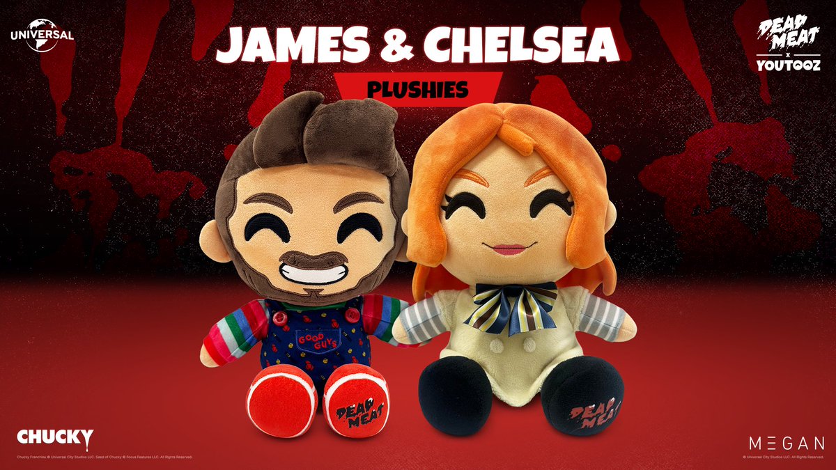 deadmeatjames's tweet image. They're here to play, and to slay! Order the Chucky James and M3gan Chelsea YouTooz when they release on July 25th, 3PM EST!