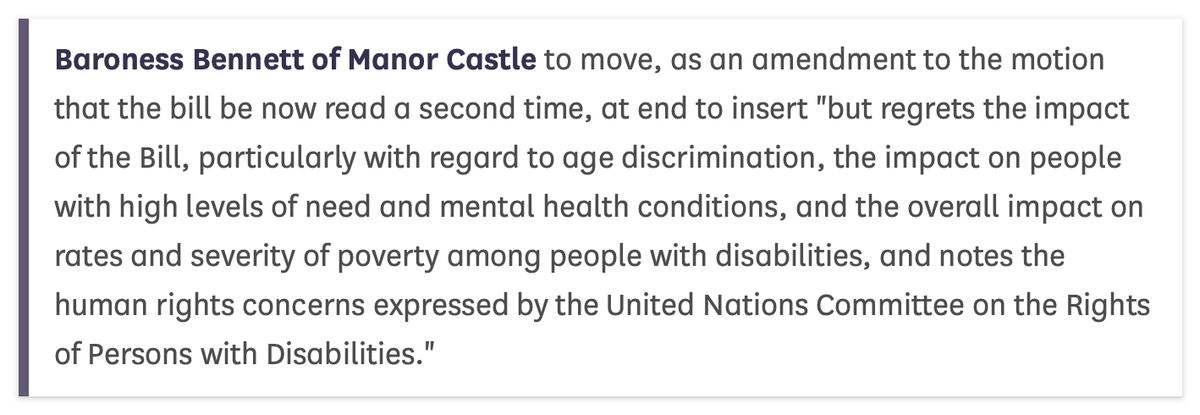 GMCDP's tweet image. Thanks to Baroness Bennett of Manor Castle @natalieben who has tabled a 'Motion of Regret' on the #binUCbill
It cannot stop it, but it allows Peers to show their opposition to this attack on disabled people.
lordsbusiness.parliament.uk/ItemOfBusiness…