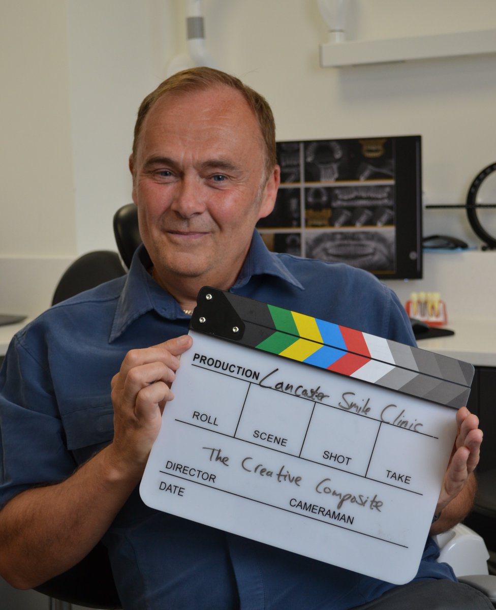 Not looking down in the mouth today because I’ve been filling my time filming a dental implant promo with that top set of people from the #Lancaster Smile Clinic #actorslife