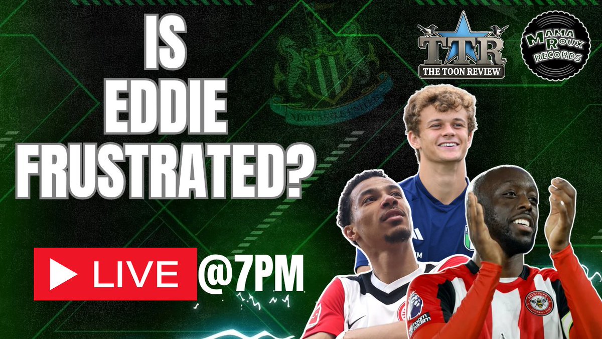 TTR (@thetoonreview) on Twitter photo โก Tonight Live on The Toon Review โก
โฝ IS EDDIE FRUSTRATED? | NUFC LATEST NEWS!
๐๏ธ Eddie has given an interview from the training base in Austria. Does he sound a little frustrated with the transfer window?
Join Paul, <a href="/TTRStatto/">TTRStatto</a> & <a href="/billytray/">Toon Review Billy Bob</a> for all the latest from 7pm!
๐ โก Tonight Live on The Toon Review โก
โฝ IS EDDIE FRUSTRATED? | NUFC LATEST NEWS!
๐๏ธ Eddie has given an interview from the training base in Austria. Does he sound a little frustrated with the transfer window?
Join Paul, <a href="/TTRStatto/">TTRStatto</a> & <a href="/billytray/">Toon Review Billy Bob</a> for all the latest from 7pm!
๐