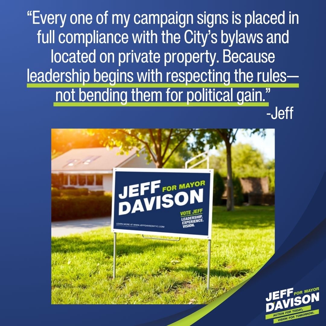 JeffDavisonYYC's tweet image. I am committed to running a campaign that demonstrates integrity and transparency, and that’s why you will be seeing our signs on private property until the election period begins. That means we won’t be circumventing sign bylaws or bending the rules. -Jeff
#yyc #yyccc