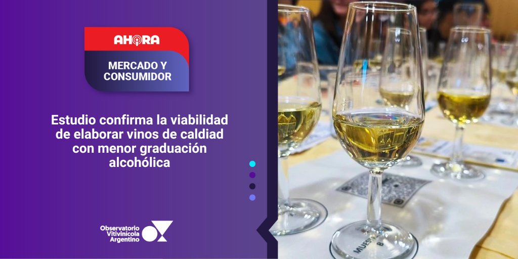 🔴 AHORA⎥ MERCADO Y CONSUMIDOR 
Estudio confirma la viabilidad de elaborar vinos de caldiad con menor graduación alcohólica
observatoriova.com/ahora/estudio-…
Conocé todas nuestras alertas en 📷 observatoriova.com/ahora/ #AhoraOVA #MercadoyConsumidor