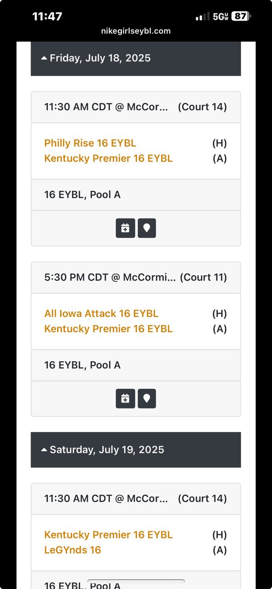 Nike Nationals Schedule!!