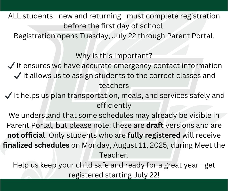 The Eagle Essentials: Registration Reminder 🦅