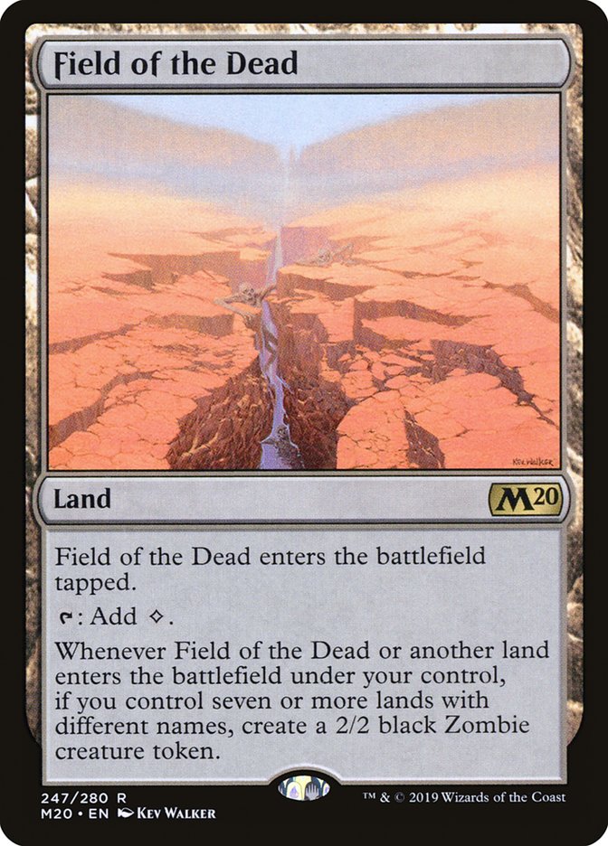 galaxyhap's tweet image. Today will be a double hitter. Field of the Dead will be banned because of its ability of when you make a free zombie token whenever you have seven total lands. This makes up powerful combos with cards, like Gisa, the Hellraiser, for example.

#MagicTheGathering #QuickBattle