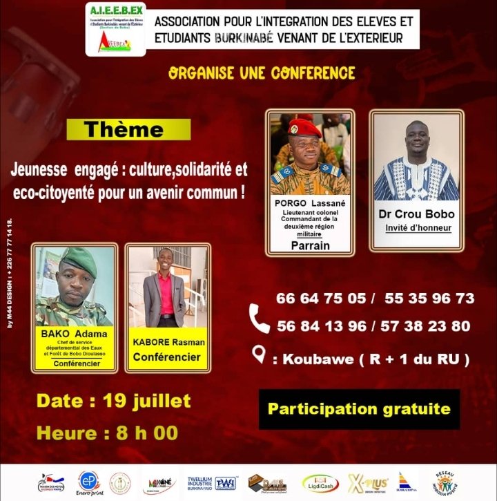 ras_kabore's tweet photo. #ConférenceAIBEX
Ce 19 juillet 2025, j’aurai l’honneur de co-animer une conférence aux #72h de l’#AIBEX aux côtés de M. Adama Bako, chef de département des #EauxEtForêts de #BoboDioulasso. Thème : Jeunesse engagée : culture, solidarité et éco-citoyenneté pour un avenir commun. https://t.co/IyuQE7GHET