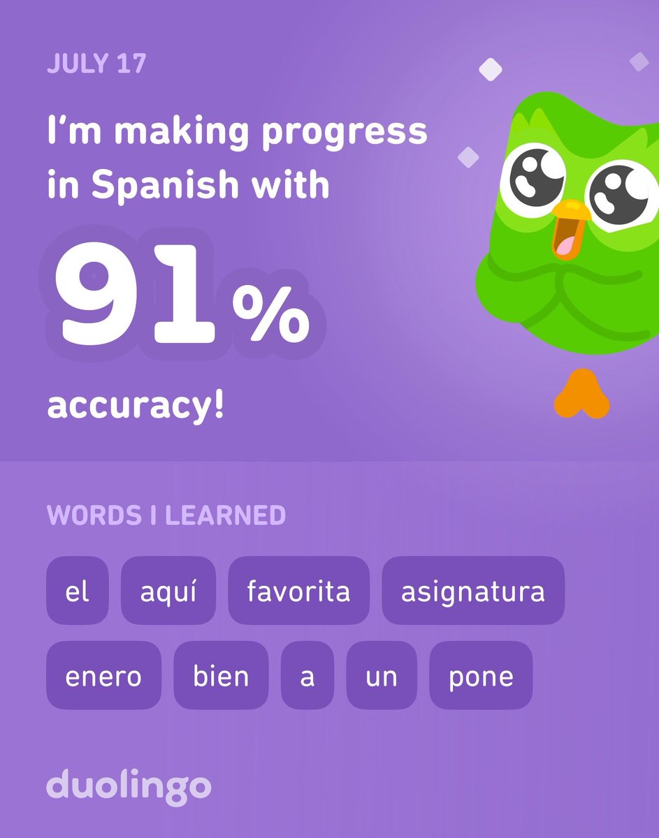 I’m learning Spanish on Duolingo! It’s free, fun, and effective.