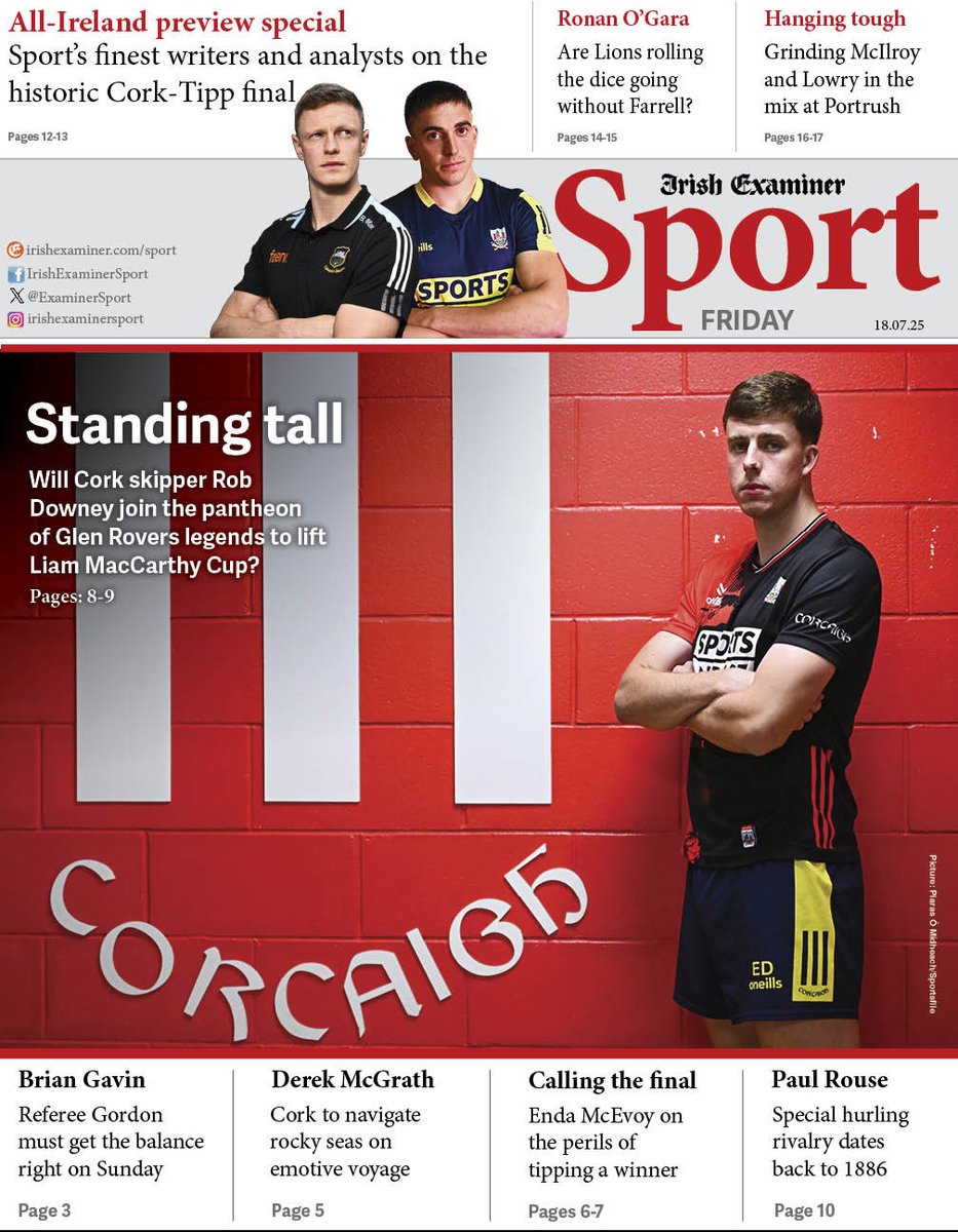 tonyleen's tweet image. 24 pages of @ExaminerSport on Friday which is essentially your @OfficialCorkGAA - @TipperaryGAA preview. Buy a paper pls.