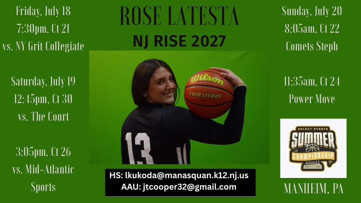 RLaTesta13's tweet image. Here is my schedule for our last tournament. Hope to see you there!! 
@SquanGirlsBBall @NJRise_2027 @newjerseyrise
