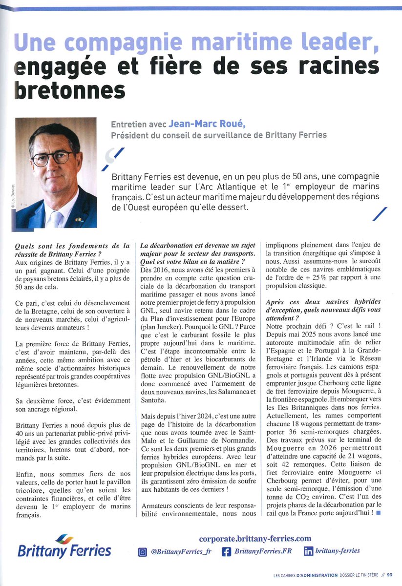 Jean-Marc Roué (@jmrouebferries) on Twitter photo Retrouvez mon interview dans Les Cahiers d'Administration du #Finistère et nos objectifs en termes de #décarbonation pour <a href="/BrittanyFerries/">Brittany Ferries</a> ! Retrouvez mon interview dans Les Cahiers d'Administration du #Finistère et nos objectifs en termes de #décarbonation pour <a href="/BrittanyFerries/">Brittany Ferries</a> !