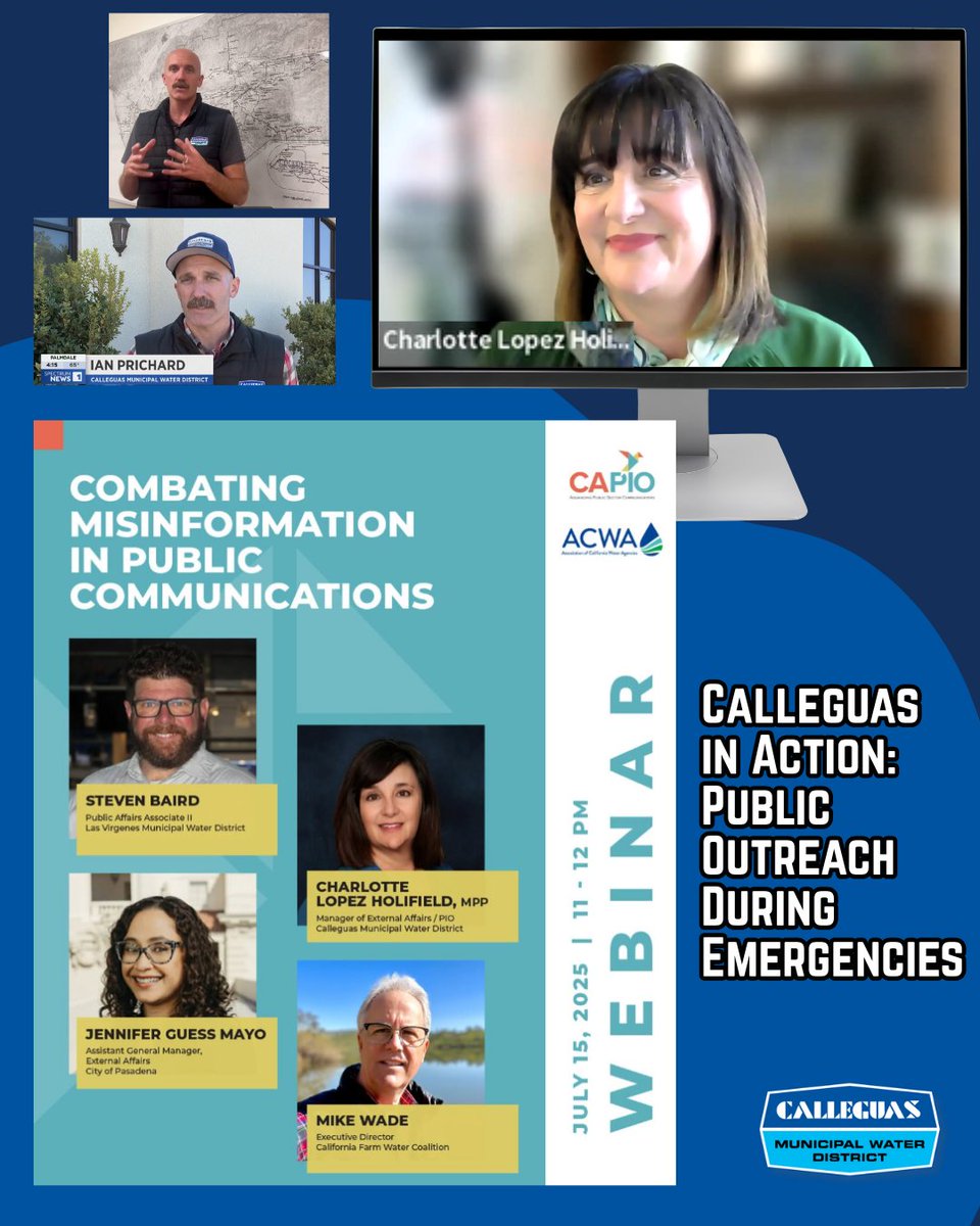 This week, our Manager of External Affairs represented Calleguas as a panelist on a <a href="/CAPIOTweets/">CAPIO</a>  &amp; <a href="/ACWAWater/">ACWA</a> webinar about combating misinformation in public communications. She spoke about Calleguas’s response during the Mountain Fire, highlighting how proactive communication