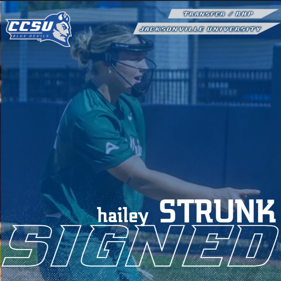 Welcome to our newest <a href="/CCSUsoftball/">CCSU Softball</a> member <a href="/haileystrunk71/">Hailey Strunk</a> . 
JAX U ➡️ CCSU. 
#RollDevs