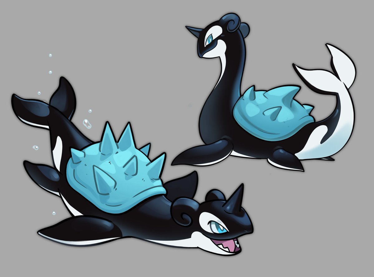 drunkenfix's tweet image. Probably has been done before but orca lapras!