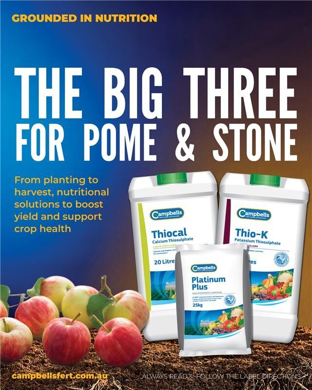 The Big Three for Pome &amp; Stone

✅ Platinum Plus – NPK nutrition with added S, Ca, Mg &amp; B for crops with high phosphorus demand.
✅ Thiocal – Liquid Calcium &amp; Sulphur for stronger fruit and plant health.
✅ Thio-K – Potassium &amp; Sulphur for improved quality and yield.