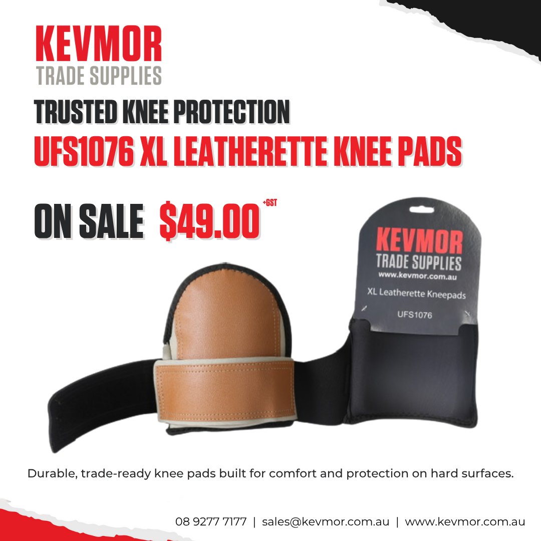 KevmorAustralia's tweet image. 🦵 Protect your knees without damaging the surface you’re working on - the UFS1076 Leatherette Neoprene Knee Pads are built for pros who need comfort, durability &amp;amp; reliability.

🔧 kevmor.com.au/knee-pads/5438…

#Kevmor #KneeProtection #FloorLayerTools #InstallerGear #SiteReady
