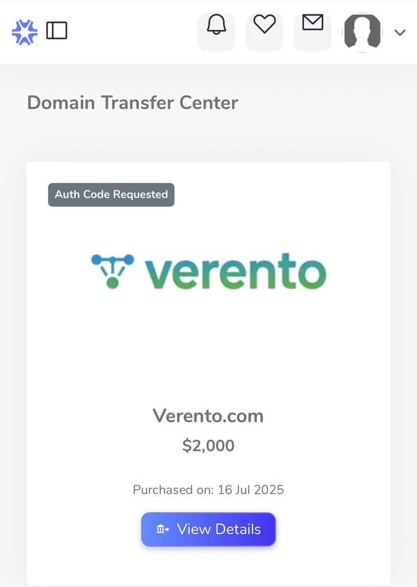 Z Domainer (@zdomainer) on Twitter photo Alhamdolilah❤️
Sold Verento dot com via <a href="/atomHQ/">Atom.com</a>
HoldTime: 62days (Inbound).
Hand Reg.
Thank to <a href="/unstoppableweb/">Unstoppable Domains</a> to make domain transfer fast and easy.
Big Salut to my bros <a href="/kasmiyouness1/">Youness KASMI</a> <a href="/KehelAyyoub/">Ayoub Kehel</a> <a href="/dnrater/">DNRater</a> Alhamdolilah❤️
Sold Verento dot com via <a href="/atomHQ/">Atom.com</a>
HoldTime: 62days (Inbound).
Hand Reg.
Thank to <a href="/unstoppableweb/">Unstoppable Domains</a> to make domain transfer fast and easy.
Big Salut to my bros <a href="/kasmiyouness1/">Youness KASMI</a> <a href="/KehelAyyoub/">Ayoub Kehel</a> <a href="/dnrater/">DNRater</a>