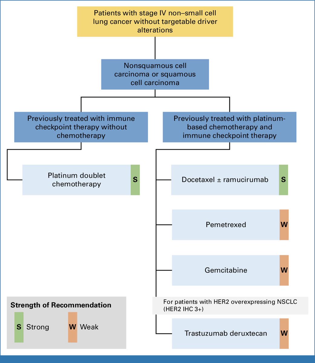 Latinamd's tweet image. 🔥Off the press: @ASCO #LivingGuidelines for Stage IV Non–Small Cell Lung Cancer Without Driver Alterations: ASCO Living Guideline, Version 2025.1 |
👉🏽 ascopubs.org/doi/10.1200/JC…
✅ Clear algorithm for first and second line options
✅ Review of recent data:…