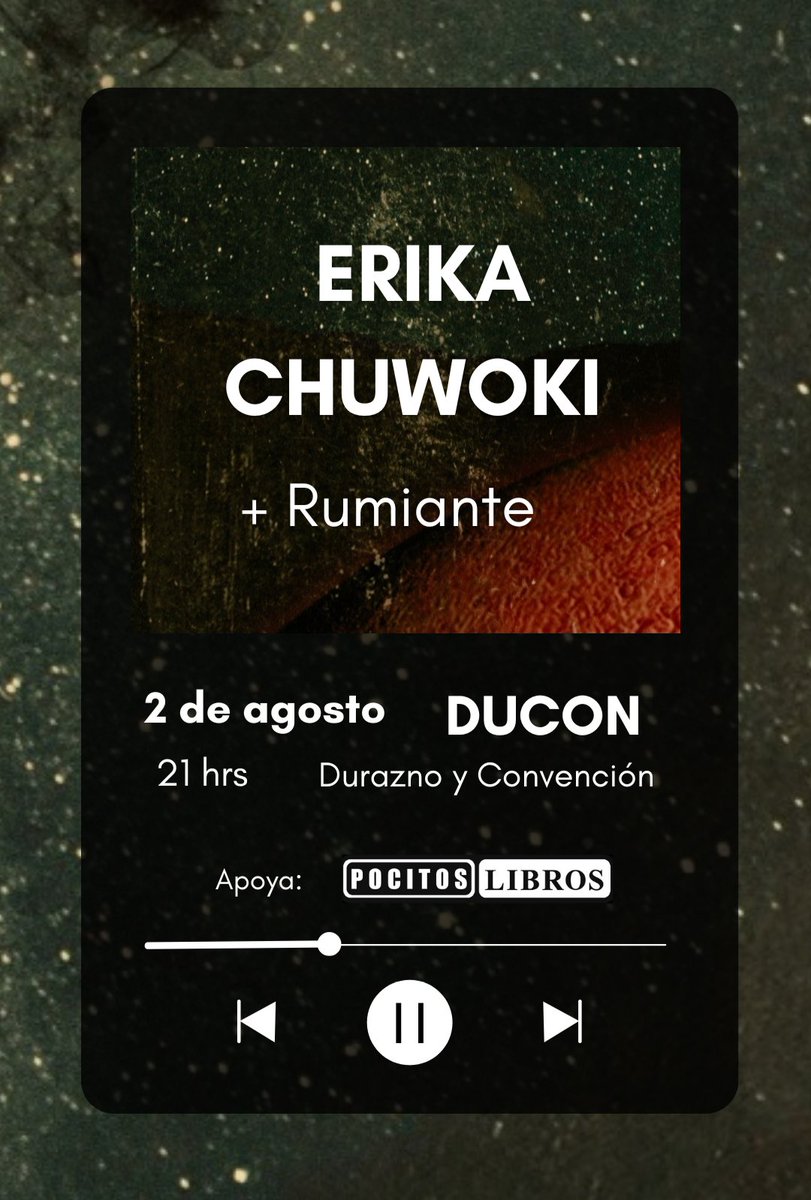 erikachuwoki's tweet image. 🗓️ Sábado 2 de agosto
📌 Erika Chuwoki + Rumiante en Ducon
🎟️ Anticipadas x msj
Ya escuchaste la nueva appli-canción de la Sra?
"𝙄𝙜𝙣𝙤𝙧𝙖𝙣𝙘𝙞𝙖 𝘼𝙧𝙩𝙞𝙛𝙞𝙘𝙞𝙖𝙡 & 𝙀𝙢𝙤𝙟𝙞𝙨 𝙉𝙖𝙩𝙪𝙧𝙖" en todas las plataformas, primer adelanto del disco nuevo que se viene...
