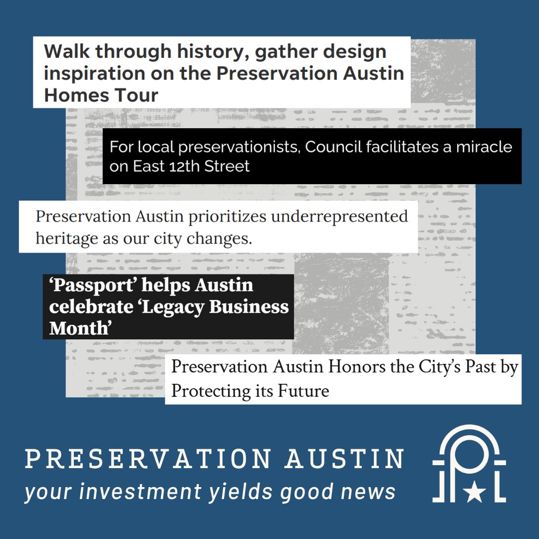 Make headlines with us. Support our 2025 Membership Drive by becoming a member TODAY! ☀️🫶

If you value the spirit of our city and hope it continues to thrive, join us by becoming a member by August 25! ❤️

preservationaustin.org/ways-to-give/j…
