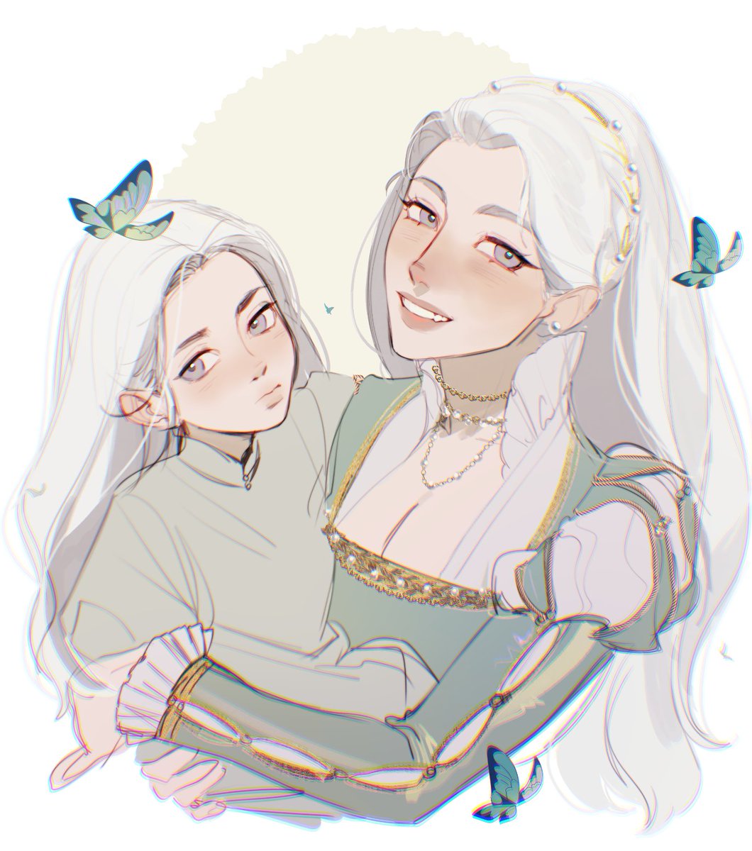 EvaBeeSmith's tweet image. Helaena and Jaehaera Targaryen my darlings
