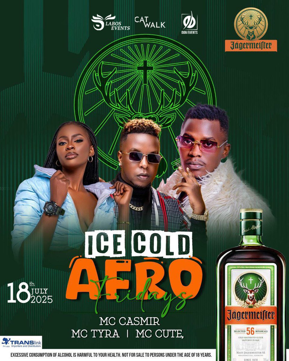 CatwalkKla's tweet image. It’s the ice Cold Afro Friday with @jagermeister_uganda welcome to the weekend we outside with @deejay_jose256 @djmiracle_bigtalent @dj_magic_touch_ug @mr43effect @mccute94 @mccasmir @ester_tyra hosted by @labos_events_ @donlegacyevents @jagermeister_uganda