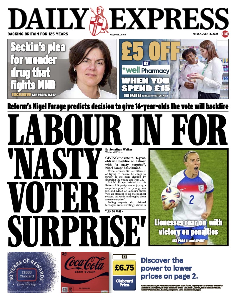 Lou_obrien19's tweet image. Friday's EXPRESS: Labour in for 'nasty voter surprise' #TomorrowsPapersToday